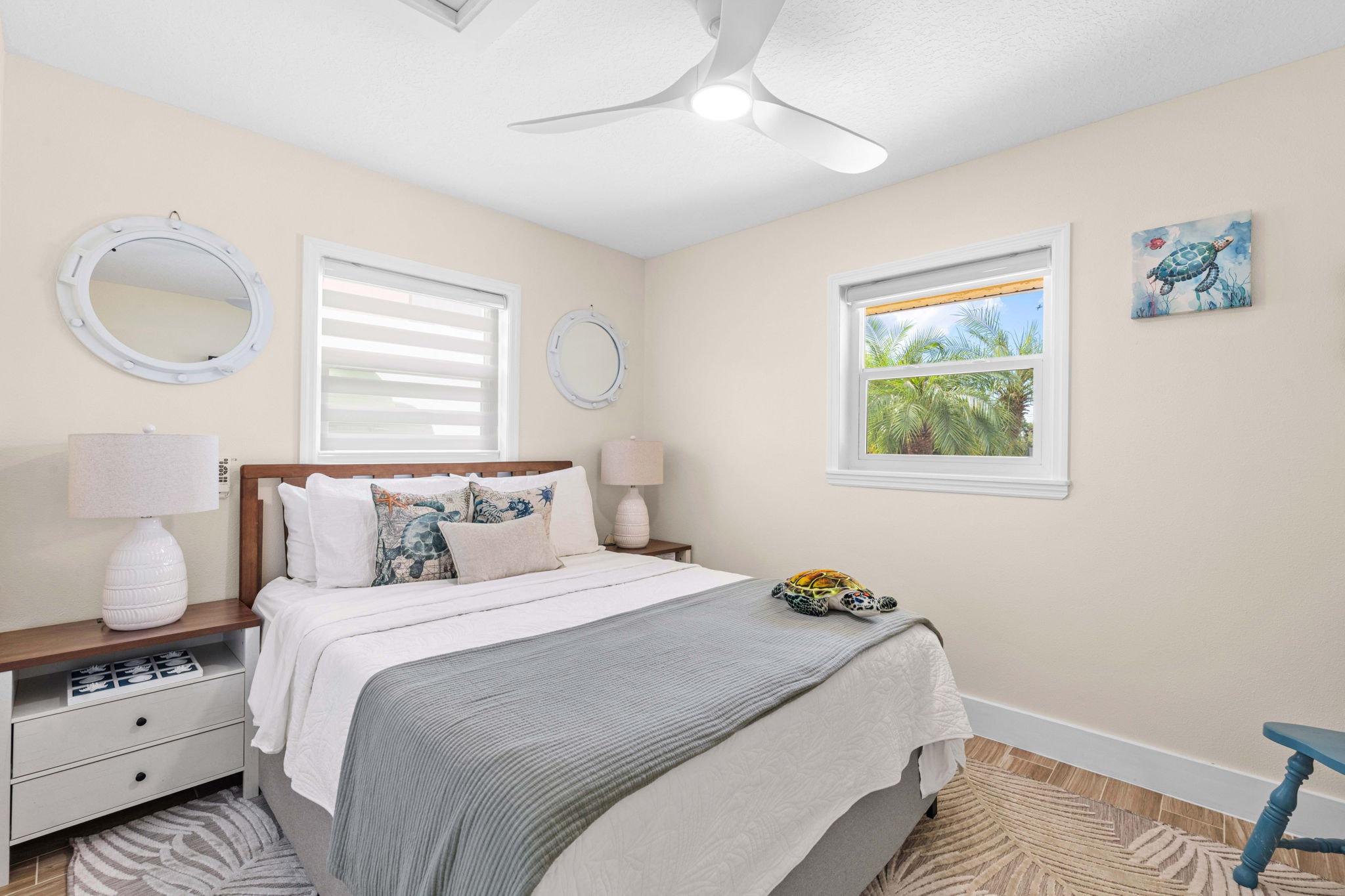 Comfortable bedroom with coastal decor